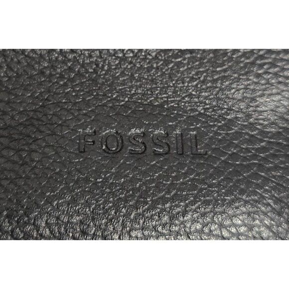 Fossil Black Leather Crossbody Bag With Brass Accents distressing - Picture 3 of 9